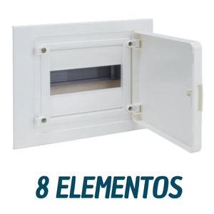 Caja empotrable golf serie VF, 1 fila, 8M, puerta opaca blanca, regleta y chasis VF108PE