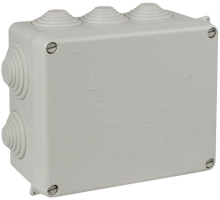 Caja estanca de conexión 160 x 135 x 70 mm con conos. Color gris. 717 Solera REF 717
